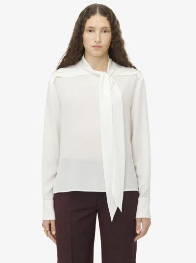 Alexander Mcqueen Soft White Silk Shirts In White