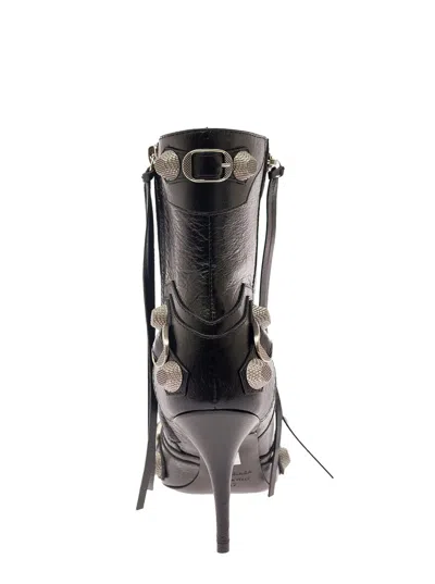 Balenciaga Womens Cagole Lambskin Buckle Zip Ankle Booties In Black