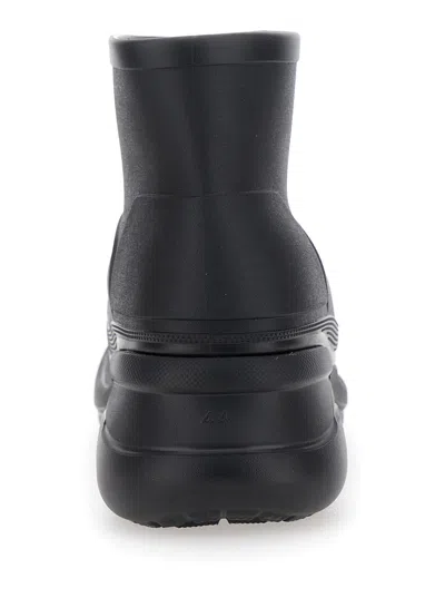Balenciaga Black Rubber Crocs Ankle Boots In Multicolor