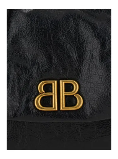 Balenciaga Calf Leather Shoulder Bag With Gold-tone Chain Strap In Black