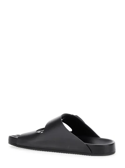 Balenciaga Smooth Leather Sunday Slides For A Chic In Black