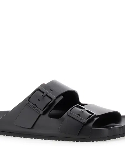 Balenciaga Smooth Leather Sunday Slides For A Chic In Black