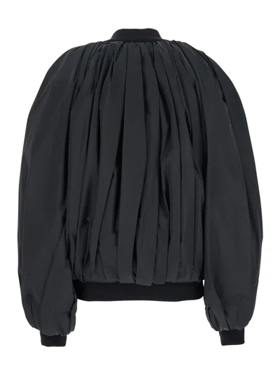 Balenciaga Draped Bomber In Technical Micro Faille In Multicolor