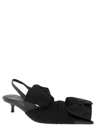 Balenciaga Knife Chemise 45 Leather Slingback Pumps In Black
