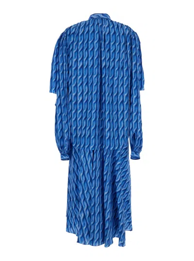 Balenciaga Patterned Draped Midi Dress In Multicolor