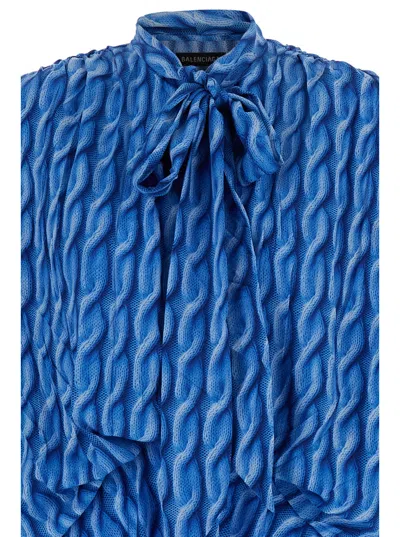 Balenciaga Patterned Draped Midi Dress In Multicolor