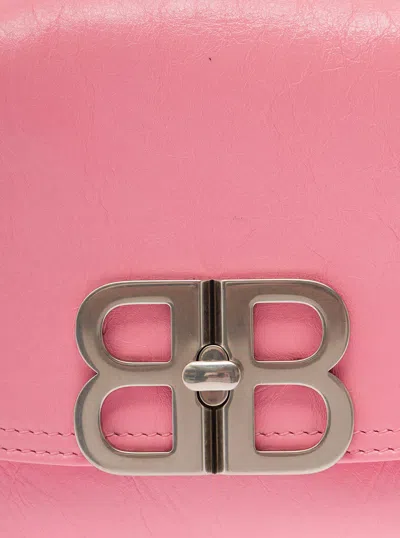 Balenciaga Bb Soft Flap Leather Shoulder Bag In Pink