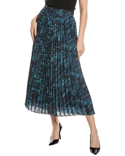 Hugo Boss A-line Pliss Skirt In Regular Fit With Seasonal Print In Blue