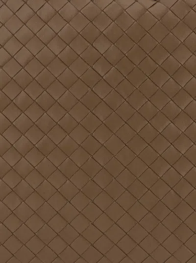 Bottega Veneta Women 'hop Large' Brown Shoulder Bag With All-over Intreccio Motif In Leather Woman In Brown