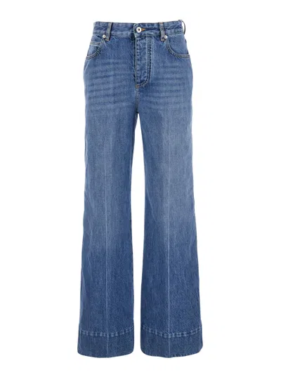 Bottega Veneta Jeans A Gamba Ampia In Multicolor