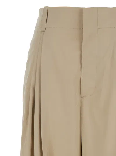 Bottega Veneta Cotton Blend Pant With Wide Leg Cut In Beige O Tan