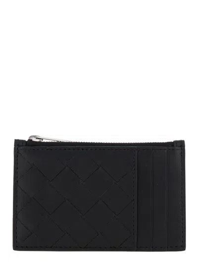 Bottega Veneta Intracciato Pattern Card Holder In Black
