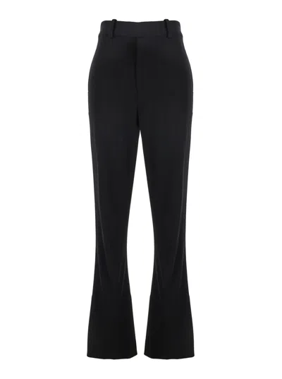 Bottega Veneta Black Flared Pants With Belt Loops In Viscose Blend Woman In Multicolor