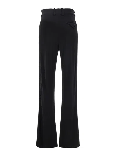 Bottega Veneta Black Flared Pants With Belt Loops In Viscose Blend Woman In Multicolor