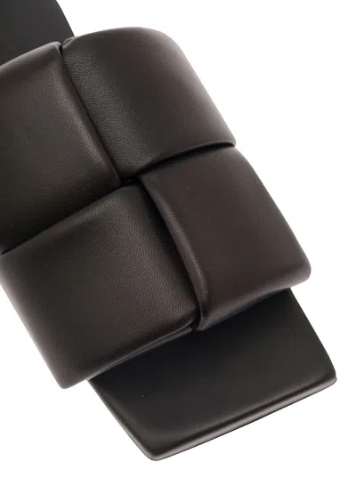 Bottega Veneta Patch Flat Mules In Padded Intreccio Leather In Black