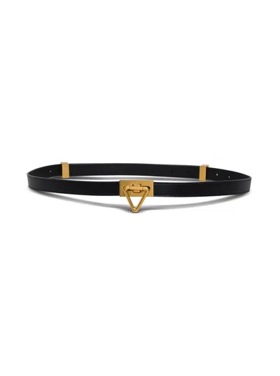 Bottega Veneta Black Leather Triangle Belt In Multicolor