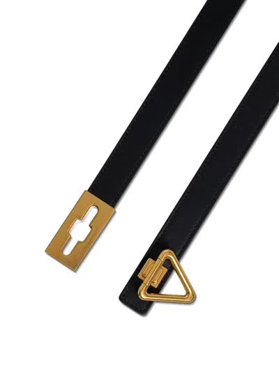 Bottega Veneta Black Leather Triangle Belt In Multicolor