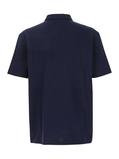 Bottega Veneta Chine Cotton Piquet Polo In Blue