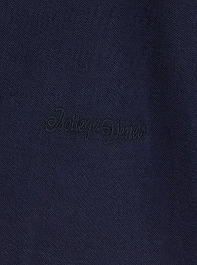 Bottega Veneta Chine Cotton Piquet Polo In Blue
