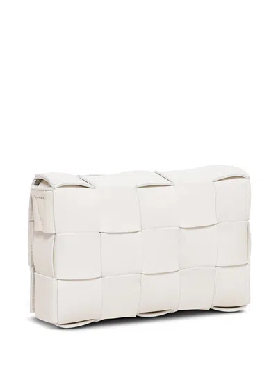 Bottega Veneta Womens White-silver Cassette Intrecciato Small Leather Cross-body Bag