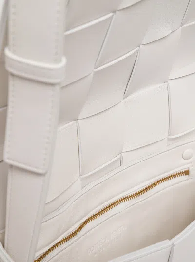 Bottega Veneta Womens White-silver Cassette Intrecciato Small Leather Cross-body Bag
