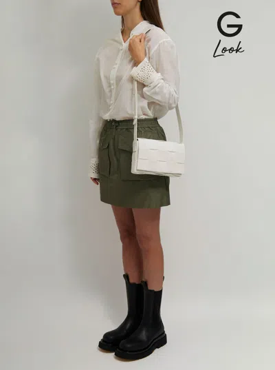 Bottega Veneta Womens White-silver Cassette Intrecciato Small Leather Cross-body Bag