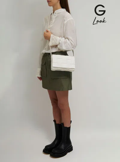 Bottega Veneta Womens White-silver Cassette Intrecciato Small Leather Cross-body Bag