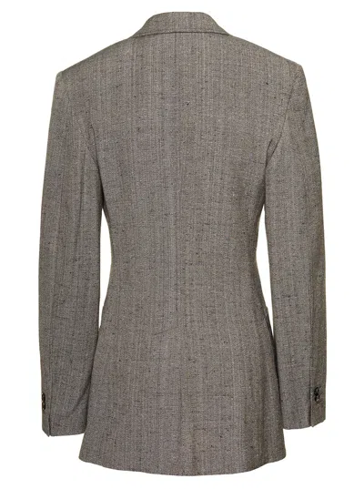 Bottega Veneta Grey Single-breasted Slim-fitted Jacket With Single Button In Viscose Blend Woman In Multicolor