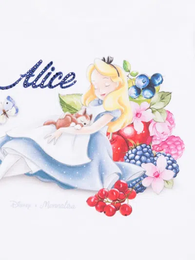 Monnalisa Alice T-shirt Mit Rüschenärmeln In White