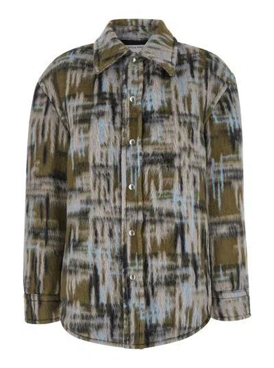 Bottega Veneta Multicolor Overshirt With Pointed Collar In Brushed Wool Woman In Multicolor