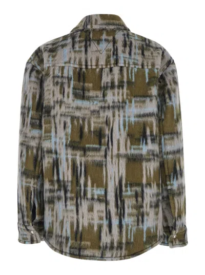 Bottega Veneta Multicolor Overshirt With Pointed Collar In Brushed Wool Woman In Multicolor