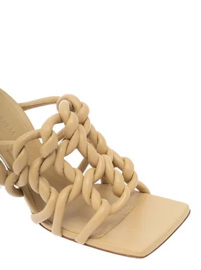 Bottega Veneta Stretch 90 Twist Leather Mules In Beige