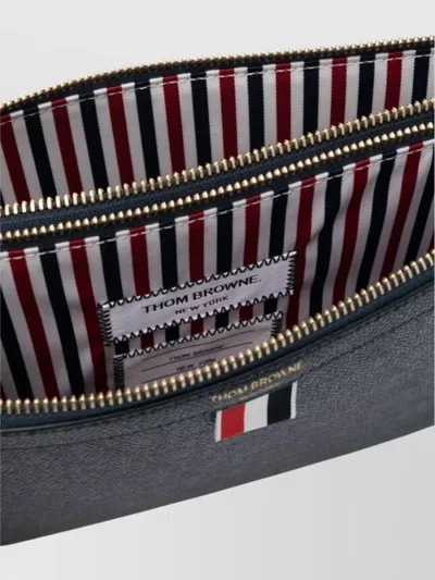 Thom Browne Leather Cross Body Bag With Logo Print