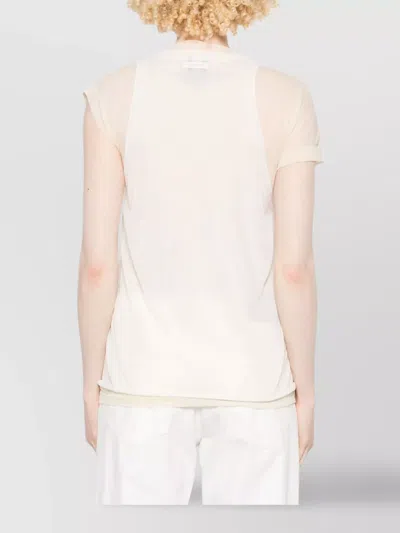 Pinko Layered Sheer Cotton T-shirt With Cap Sleeves