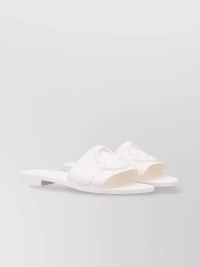 Moncler Flat Rubber Sole Slides In White