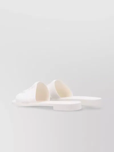 Moncler Flat Rubber Sole Slides In White
