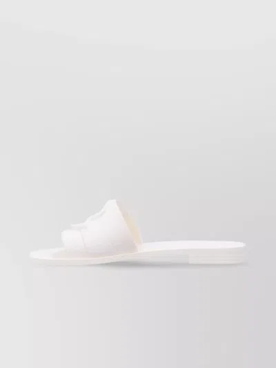 Moncler Flat Rubber Sole Slides In White