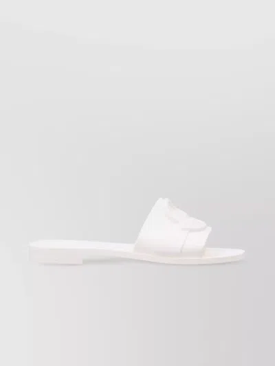 Moncler Flat Rubber Sole Slides In White