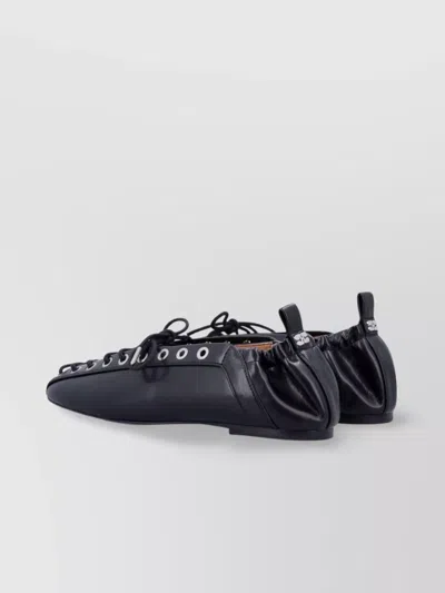 Ganni Lace Up Ballerina | In Black