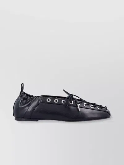Ganni Lace Up Ballerina | In Black