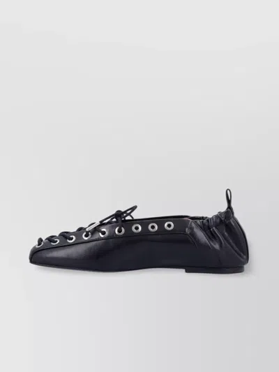 Ganni Lace Up Ballerina | In Black