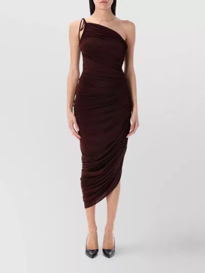 Magda Butrym Asymmetric Ruched Midi Dress In Burgundy