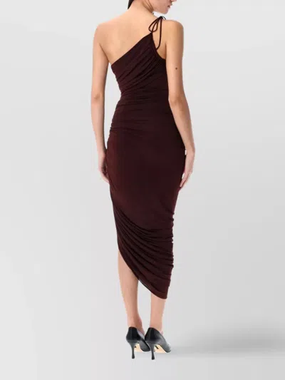 Magda Butrym Asymmetric Ruched Midi Dress In Burgundy
