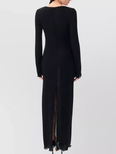 Magda Butrym Midi Dress Ls Floral Embellishment In Black