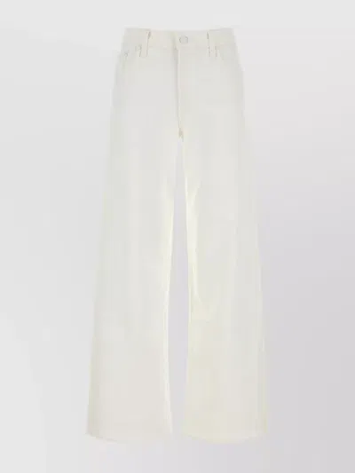 Mother The Insider Step Hem Crop Bootcut Jeans In White