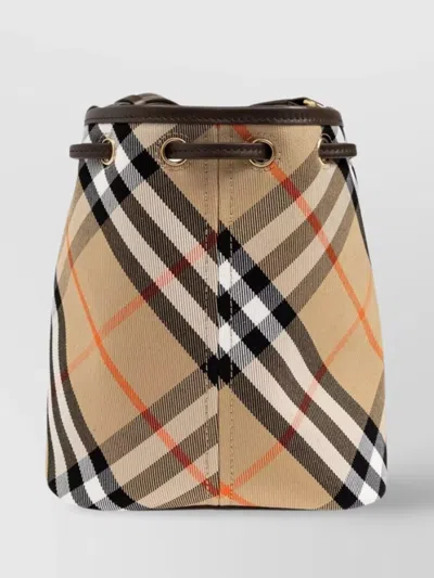 Burberry Mini Drawstring Canvas Bucket Bag