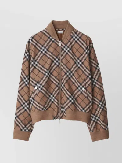 Burberry Linden Check Wool Blend Harrington Jacket In Linden Ip Check