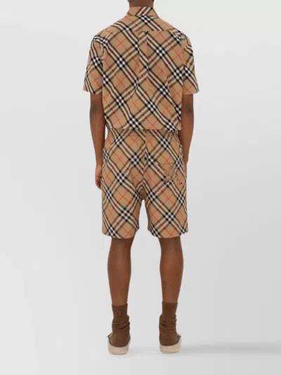 Burberry Cotton Shirt With Checked Pattern And Pockets In Multi
