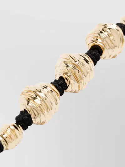 Saint Laurent Tassel Detail Beaded Charm Necklace In Black