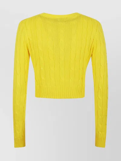 Polo Ralph Lauren Cable-knit Cotton Cropped Sweater In Lemon Crush